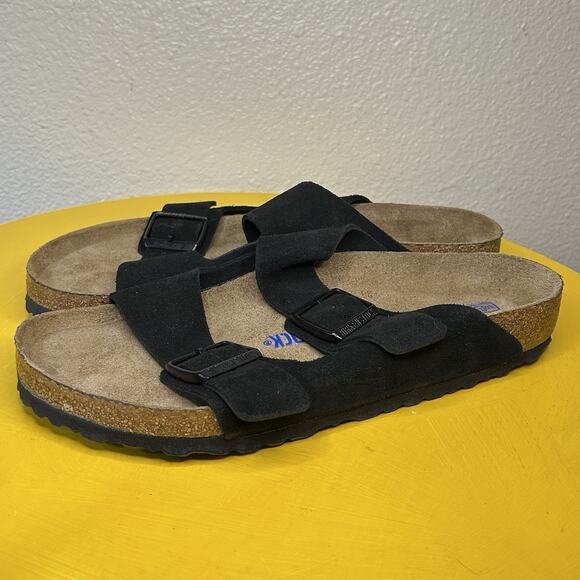 NEW Men’s Birkenstock Arizona Soft Slide Sandal Black Oiled Leather Sz 42 9 Flaw main image 13